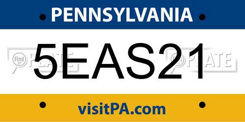 5EAS21 Pennsylvania License Plate