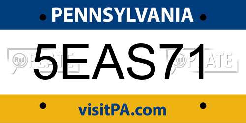 5EAS71 Pennsylvania License Plate