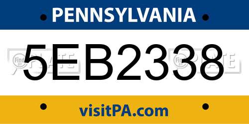 5EB2338 Pennsylvania License Plate