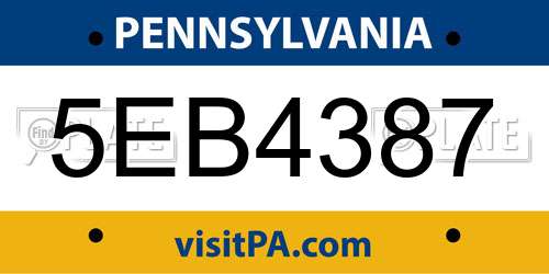 5EB4387 Pennsylvania License Plate