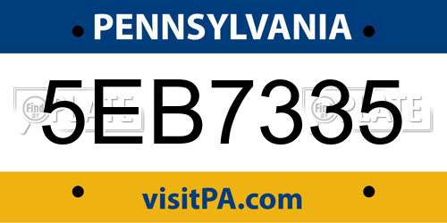 5EB7335 Pennsylvania License Plate