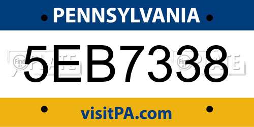 5EB7338 Pennsylvania License Plate
