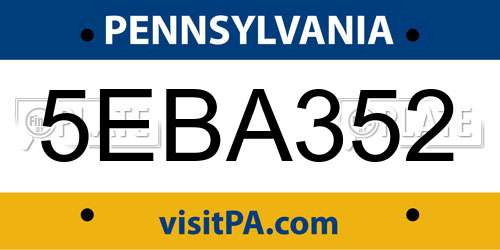 5EBA352 Pennsylvania License Plate