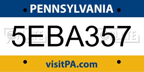 5EBA357 Pennsylvania License Plate