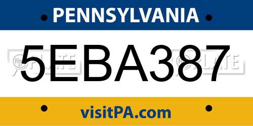 5EBA387 Pennsylvania License Plate