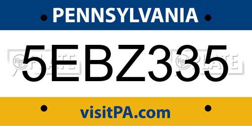 5EBZ335 Pennsylvania License Plate