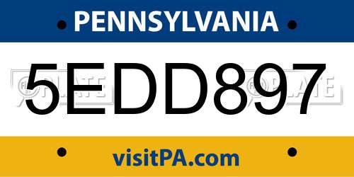 5EDD897 Pennsylvania License Plate