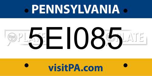 5EI085 Pennsylvania License Plate
