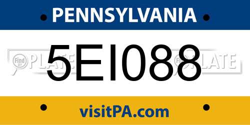 5EI088 Pennsylvania License Plate