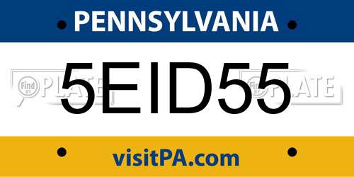 5EID55 Pennsylvania License Plate