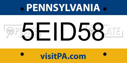 5EID58 Pennsylvania License Plate
