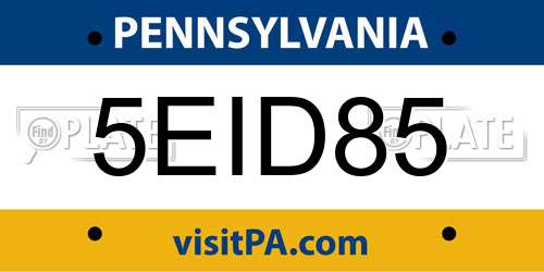 5EID85 Pennsylvania License Plate