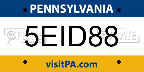 5EID88 Pennsylvania License Plate