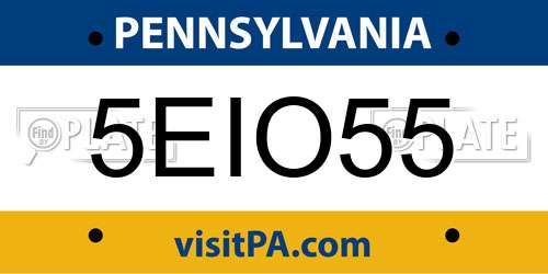 5EIO55 Pennsylvania License Plate