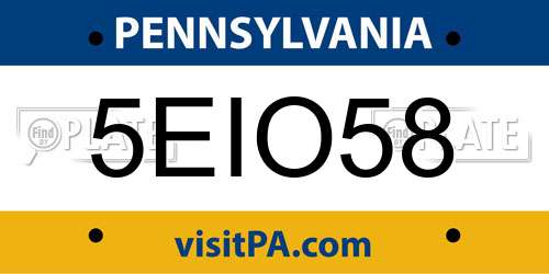 5EIO58 Pennsylvania License Plate