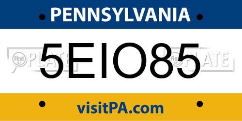 5EIO85 Pennsylvania License Plate