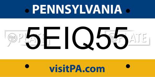 5EIQ55 Pennsylvania License Plate