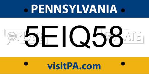 5EIQ58 Pennsylvania License Plate