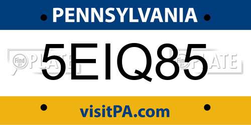 5EIQ85 Pennsylvania License Plate