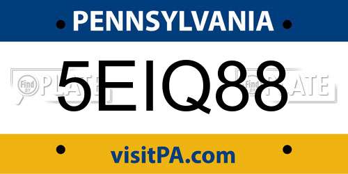 5EIQ88 Pennsylvania License Plate