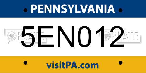 5EN012 Pennsylvania License Plate