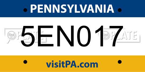 5EN017 Pennsylvania License Plate