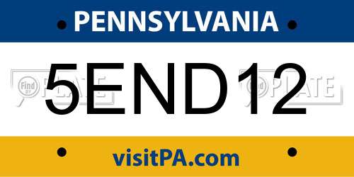 5END12 Pennsylvania License Plate