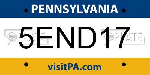 5END17 Pennsylvania License Plate