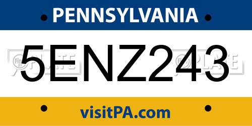 5ENZ243 Pennsylvania License Plate