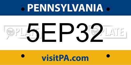 5EP32 Pennsylvania License Plate