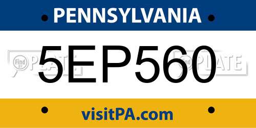 5EP560 Pennsylvania License Plate