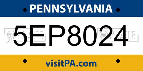 5EP8024 Pennsylvania License Plate