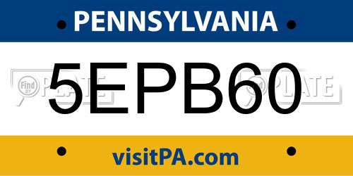 5EPB60 Pennsylvania License Plate