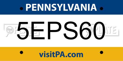 5EPS60 Pennsylvania License Plate