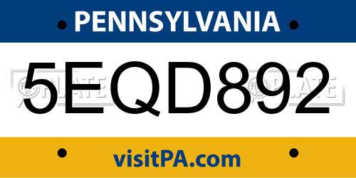 5EQD892 Pennsylvania License Plate