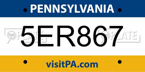 5ER867 Pennsylvania License Plate