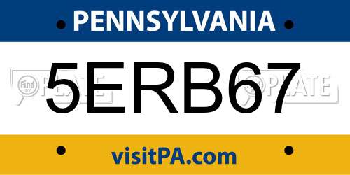 5ERB67 Pennsylvania License Plate