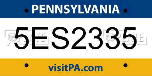 5ES2335 Pennsylvania License Plate