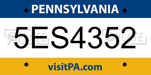 5ES4352 Pennsylvania License Plate