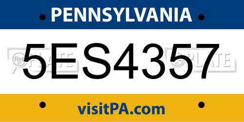 5ES4357 Pennsylvania License Plate