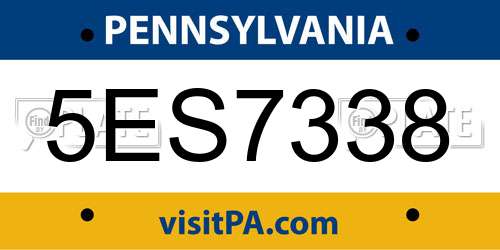 5ES7338 Pennsylvania License Plate