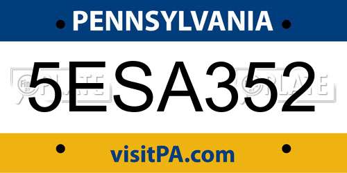 5ESA352 Pennsylvania License Plate