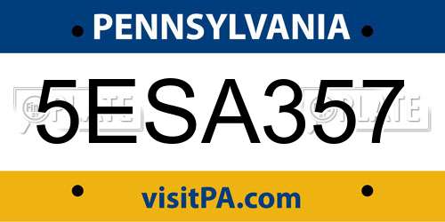 5ESA357 Pennsylvania License Plate