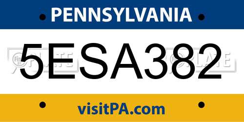 5ESA382 Pennsylvania License Plate