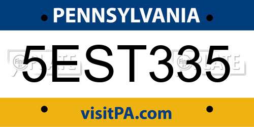 5EST335 Pennsylvania License Plate