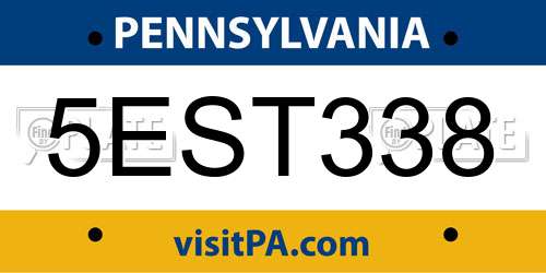 5EST338 Pennsylvania License Plate