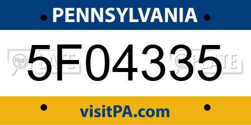 5F04335 Pennsylvania License Plate
