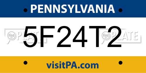5F24T2 Pennsylvania License Plate