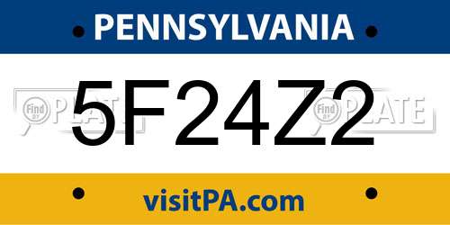 5F24Z2 Pennsylvania License Plate