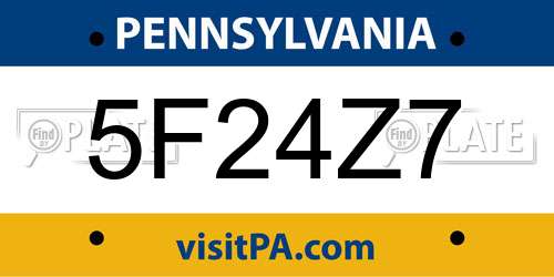 5F24Z7 Pennsylvania License Plate